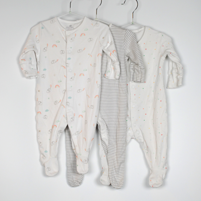 0-3M
3 x Neutral Sleepsuits